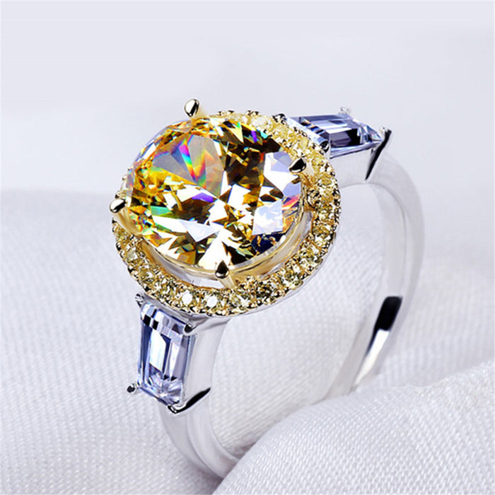 Fashionable women's color-separated wedding ring oval zircon