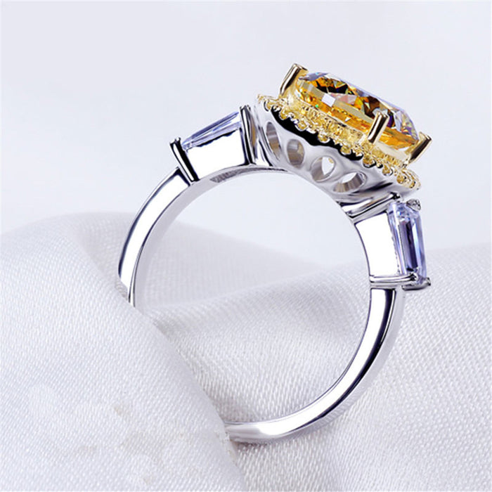 Fashionable women's color-separated wedding ring oval zircon