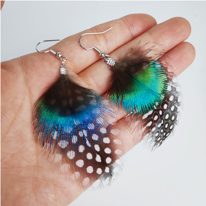 2020 New Spotted Double Layer Feather Earrings for Wholesale