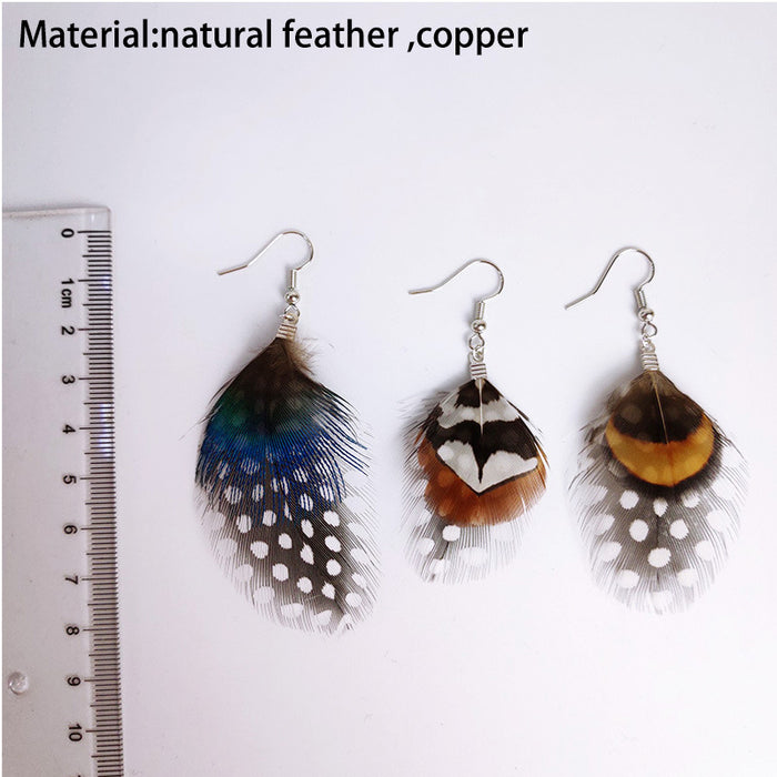 2020 New Spotted Double Layer Feather Earrings for Wholesale