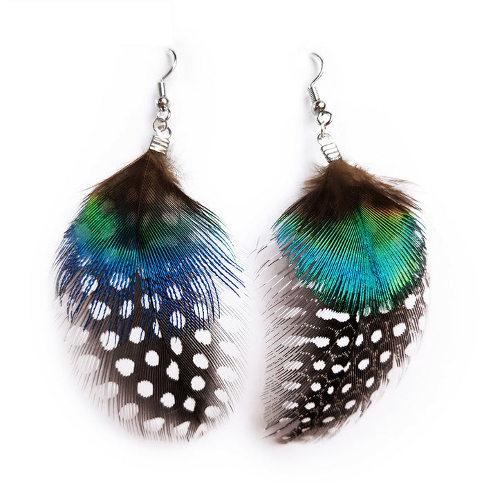 2020 New Spotted Double Layer Feather Earrings for Wholesale