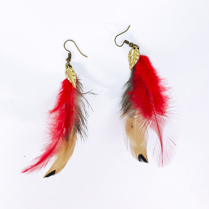 Creative Bohemian Vintage Feather Earrings with Ethnic Style