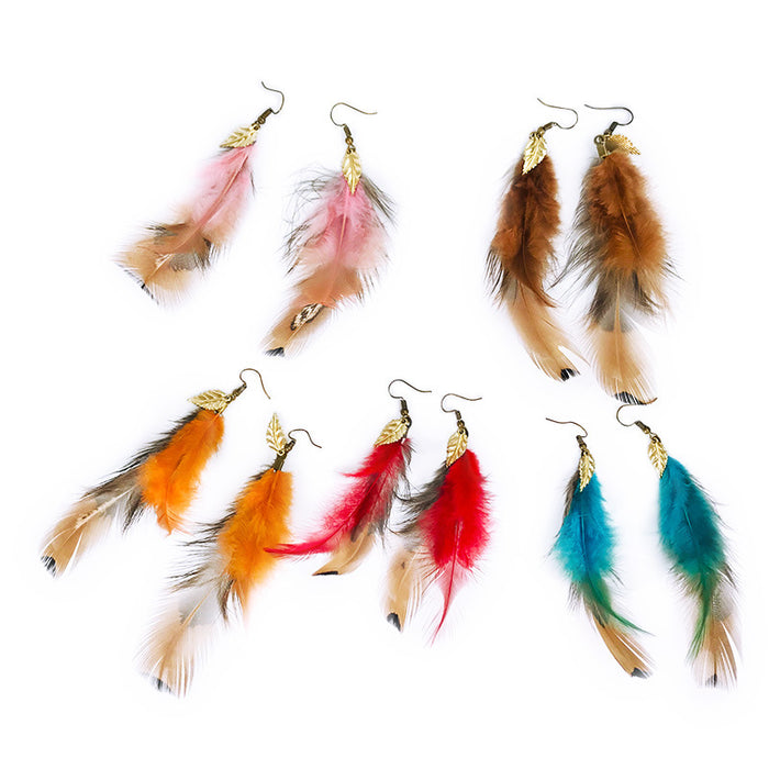 Creative Bohemian Vintage Feather Earrings with Ethnic Style