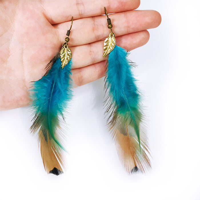 Creative Bohemian Vintage Feather Earrings with Ethnic Style