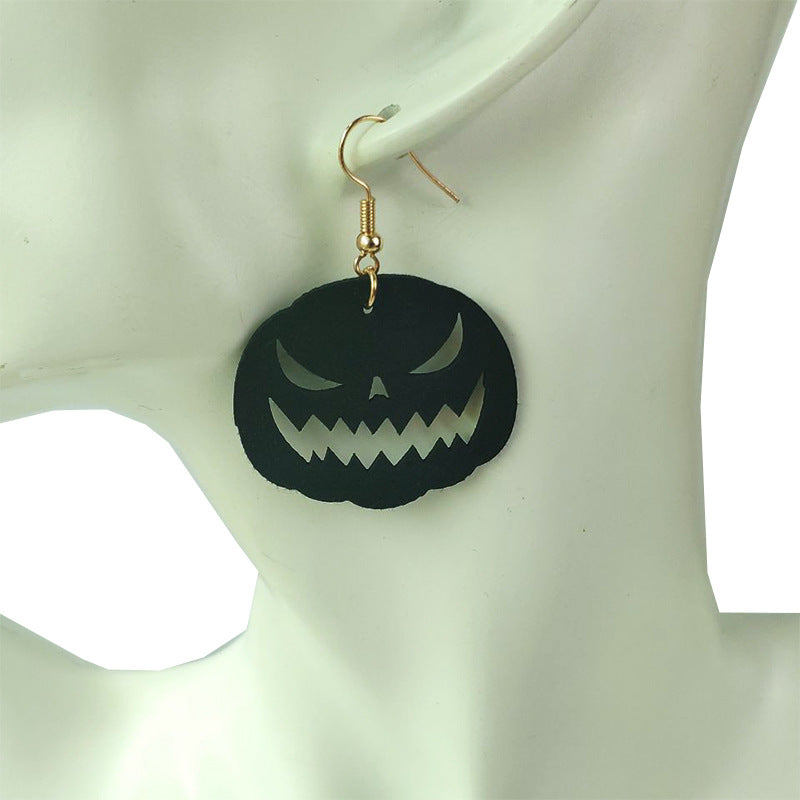 Original Halloween Pumpkin and Bat Earrings with Velvet Design - wallojewerly 
