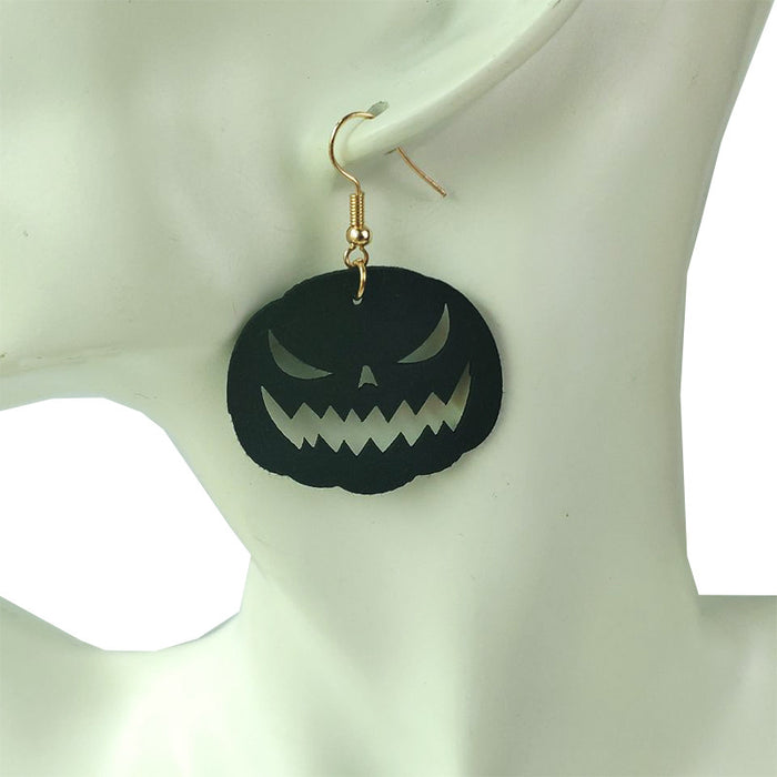 Original Halloween Pumpkin and Bat Earrings with Velvet Design