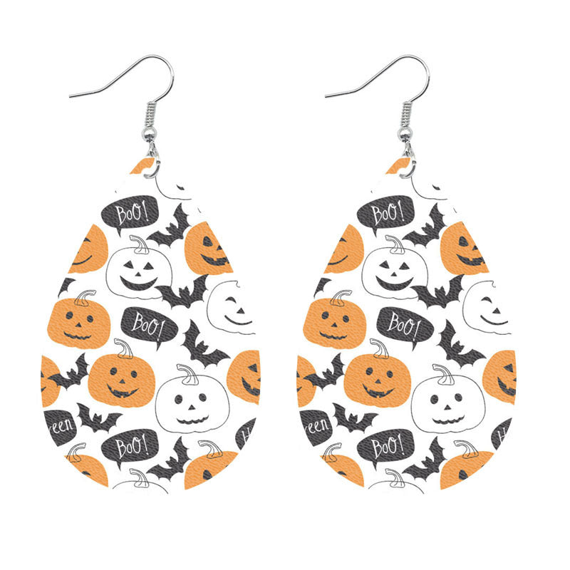 Creative Halloween Earrings with Spider, Pumpkin, and Bat Teardrop Design - wallojewerly 