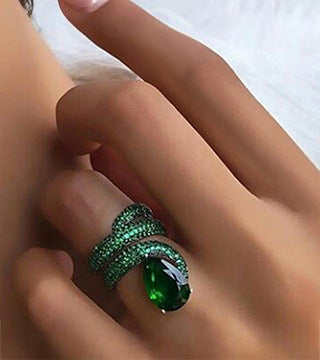 Anillo de circonita y diamante en forma de serpiente, joyería de fiesta para mujer