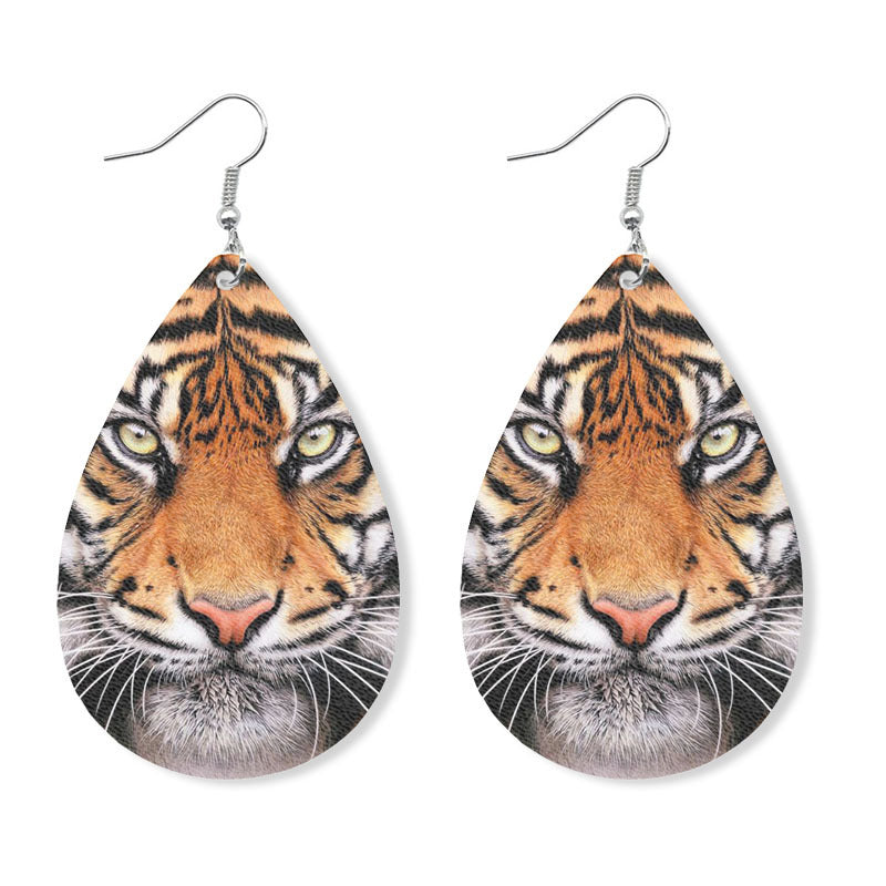 Original Tiger and Leopard Leather Earrings with Fun and Cute Design - wallojewerly 