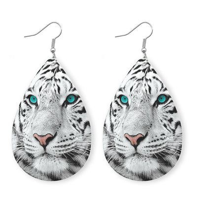 Original Tiger and Leopard Leather Earrings with Fun and Cute Design