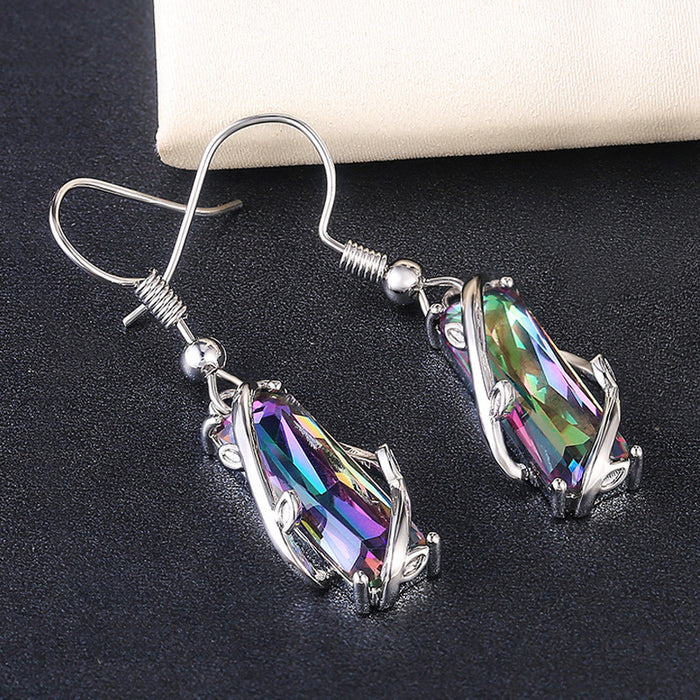 Colorful zircon geometric copper earrings