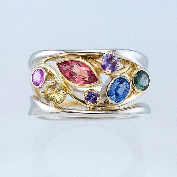 Multi-colored stone rings are popular and versatile jewelry for women