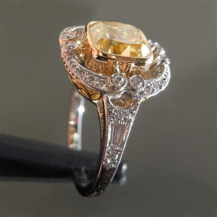 Diamond inlaid ring exquisite craftsmanship design