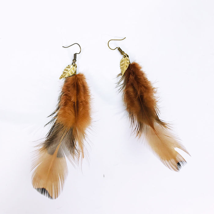 Creative Bohemian Vintage Feather Earrings with Ethnic Style