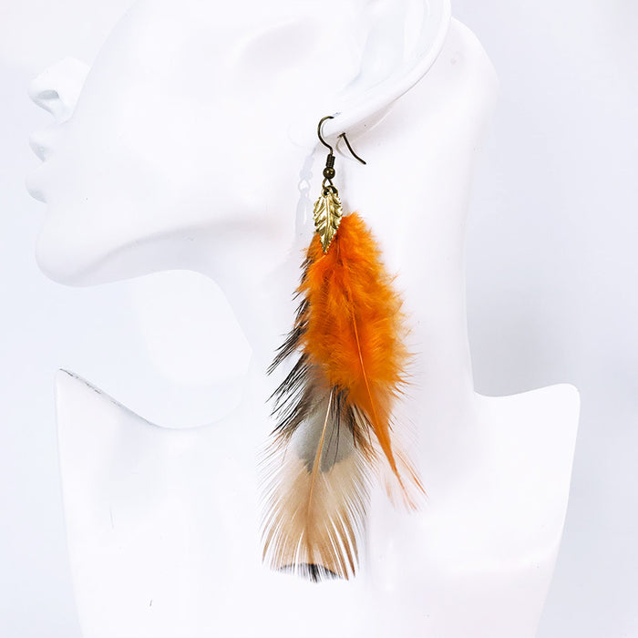 Creative Bohemian Vintage Feather Earrings with Ethnic Style