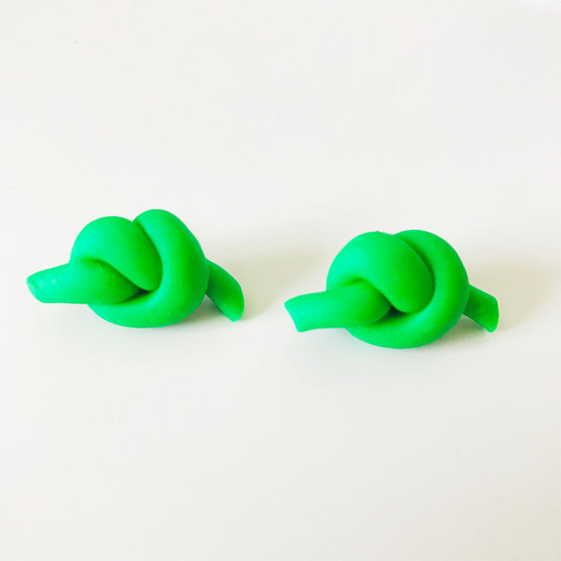 Green Gift Box and Snowman Clay Earrings - DIY Christmas Knot and Leaf Design