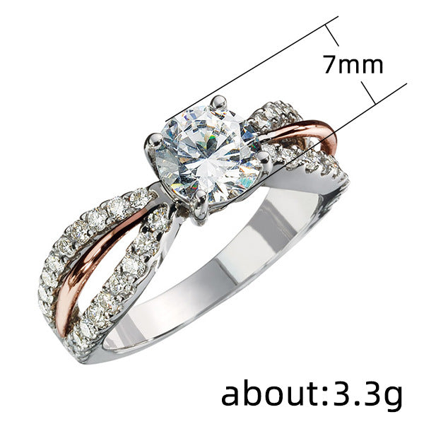 X-shaped pavé zircon ring birthday party gift