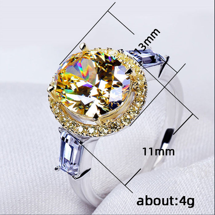 Fashionable women's color-separated wedding ring oval zircon