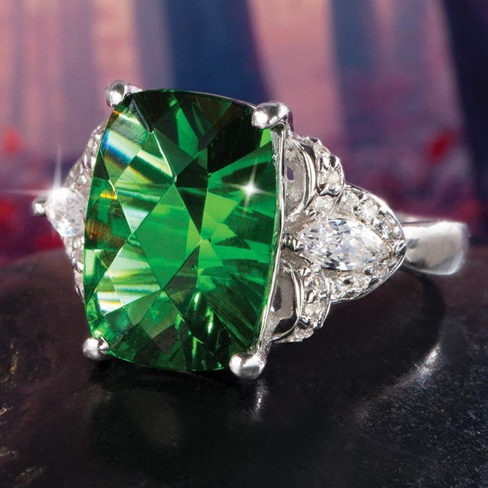 Green zircon ring women's prom party jewelry - wallojewerly 