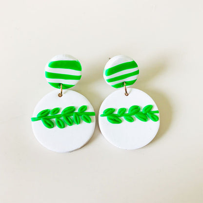 Green Gift Box and Snowman Clay Earrings - DIY Christmas Knot and Leaf Design