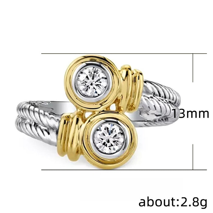 Two-color twisted zircon ring ladies ring jewelry wholesale