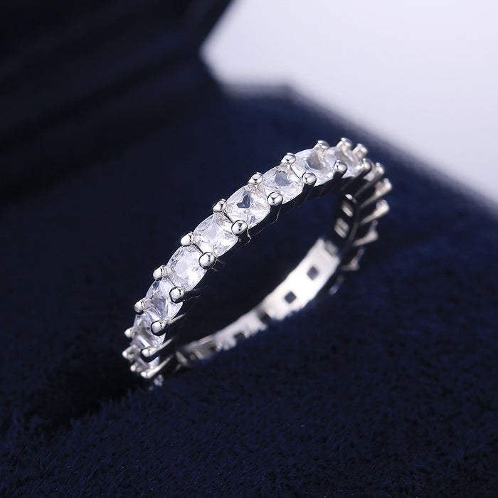 Women's ring with full silver-plated zircon