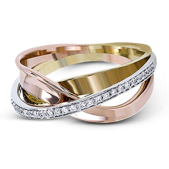 Creative three-color plated women's ring simple micro-inlaid ring