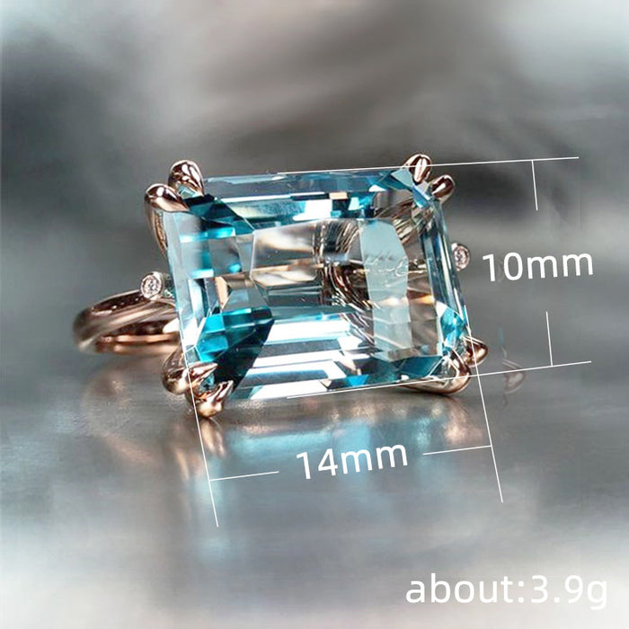 Blue inlaid zircon ring for women fashion all-match ring jewelry