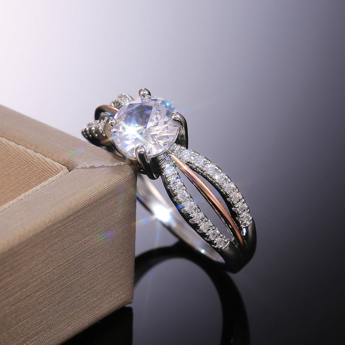 X-shaped pavé zircon ring birthday party gift