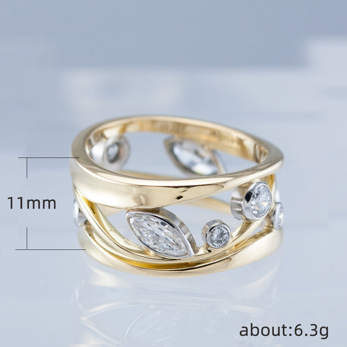Creative geometric lines interweaving zircon ring fashion ring