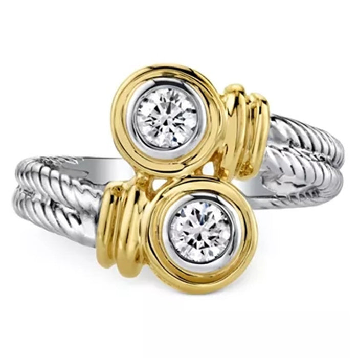 Two-color twisted zircon ring ladies ring jewelry wholesale