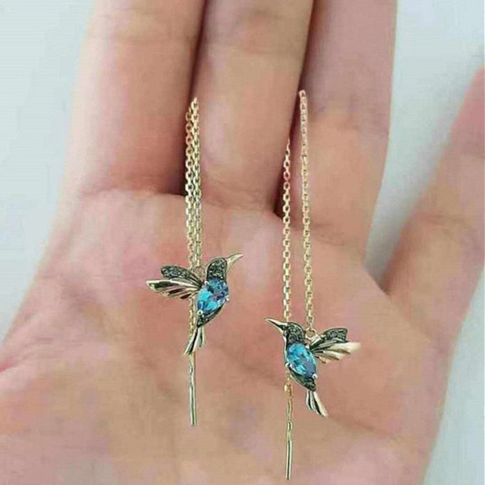 Lindos pendientes de pájaro para mujer, circonitas con incrustaciones de cobre, pendientes de gran venta