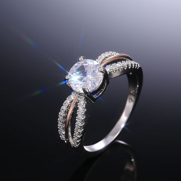 X-shaped pavé zircon ring birthday party gift