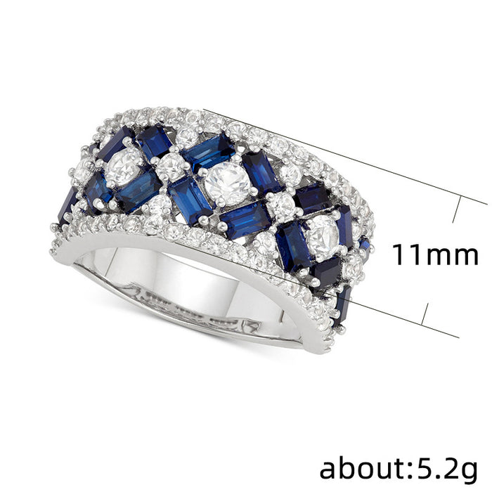 Luxury blue and white zircon ring party dance matching bracelet