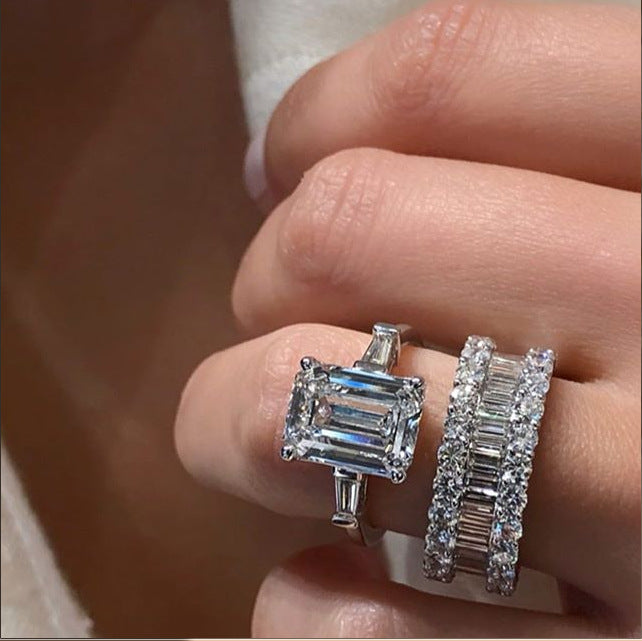 Zircon couple rings European and American engagement wedding jewelry