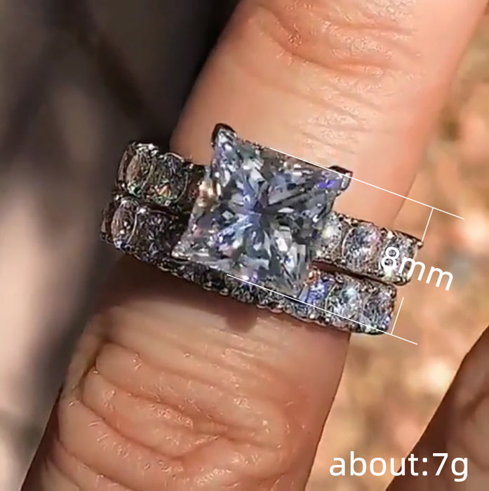 Anillo de diamantes huecos con patrón exquisito, joyería de circonita para mujer