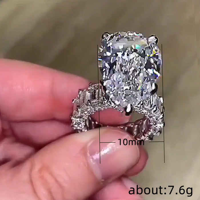 Anillo de circonita de gran tamaño, anillo sencillo para mujer