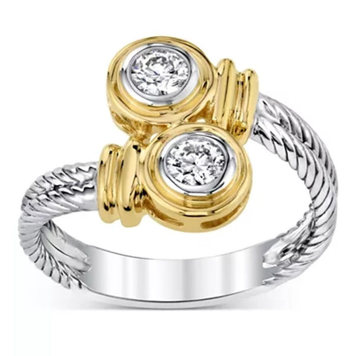 Two-color twisted zircon ring ladies ring jewelry wholesale