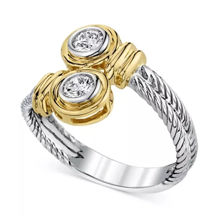 Two-color twisted zircon ring ladies ring jewelry wholesale