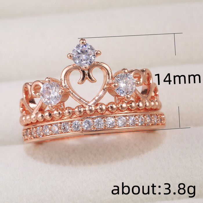 Hollow pattern diamond inlaid platinum ring couple ring - wallojewerly 