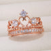 Hollow pattern diamond inlaid platinum ring couple ring - wallojewerly 