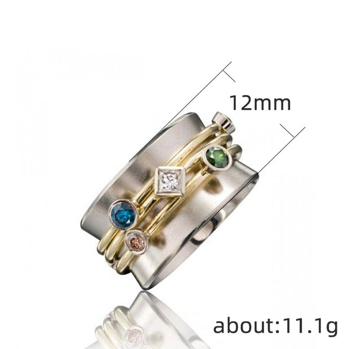 Geometric zircon ring prom party retro women's ring