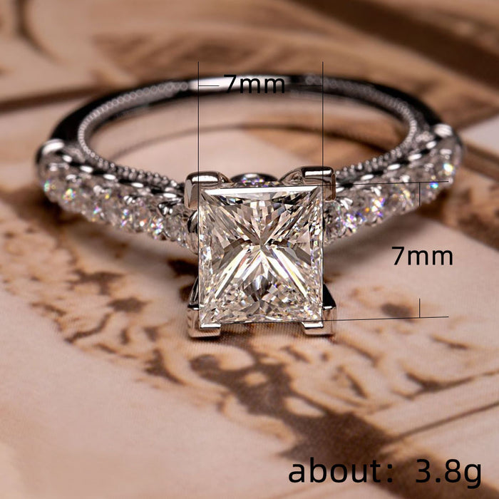 Square diamond zircon wedding ring European and American engagement jewelry