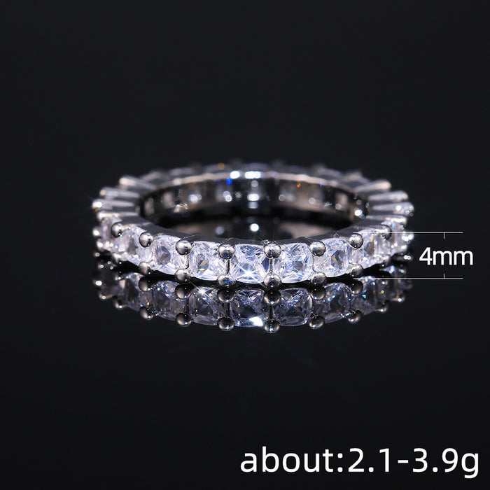 Women's ring with full silver-plated zircon