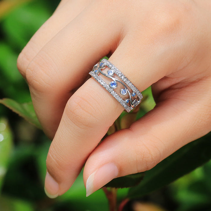 Vintage style floral ring exquisite hand jewelry