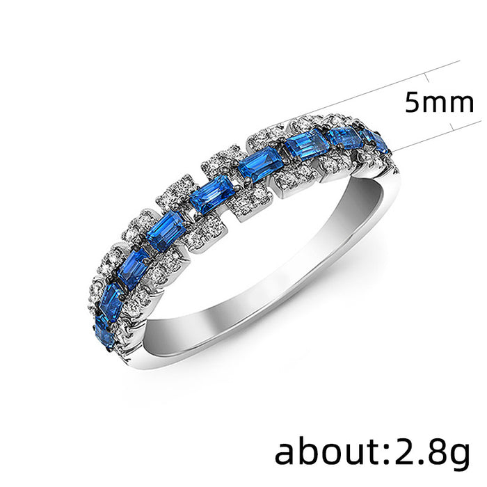 Anillo de circonita azul pavé Accesorios europeos y americanos