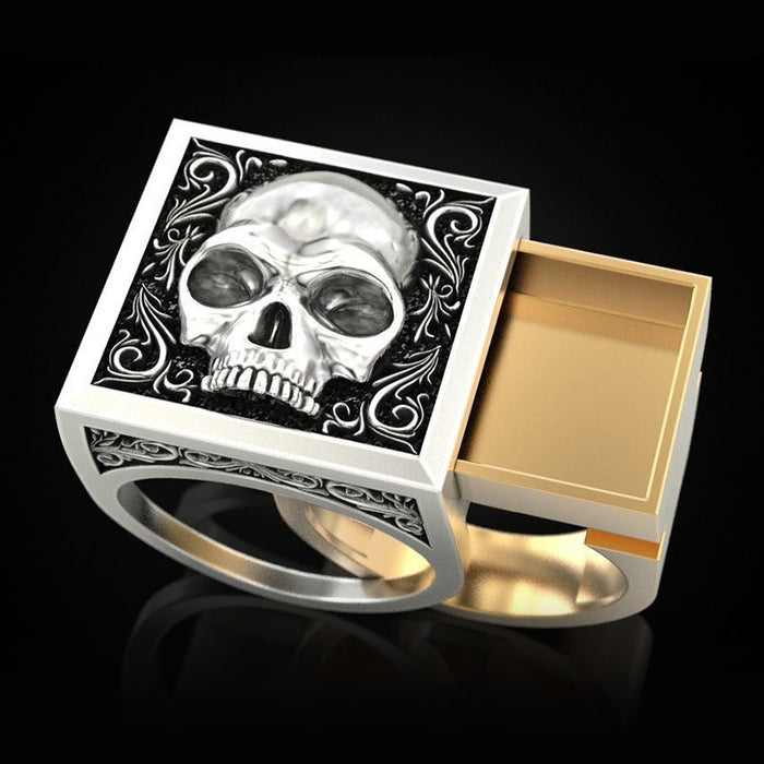 Anillo de hombre con cabeza de león, caja invisible creativa, anillo de almacenamiento