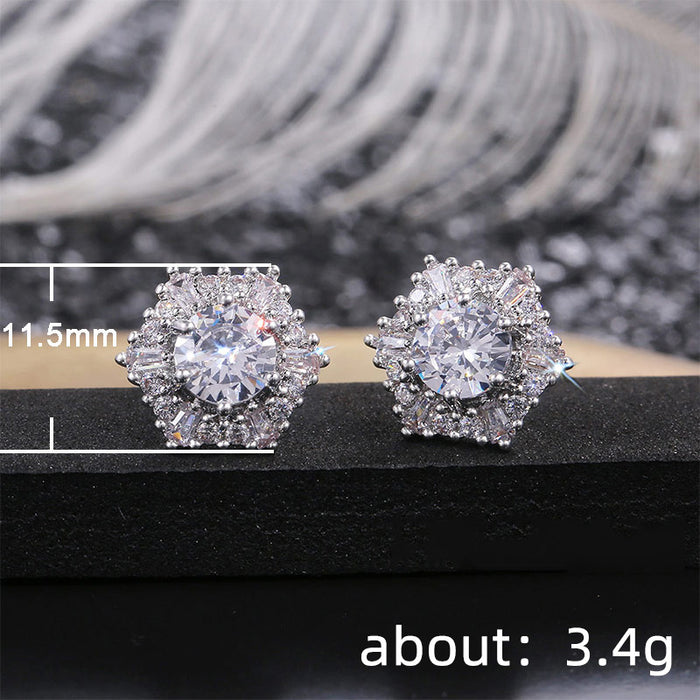 Luxury crystal white zircon earrings