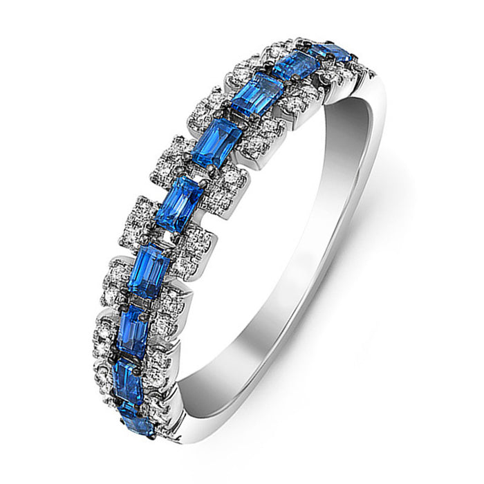 Anillo de circonita azul pavé Accesorios europeos y americanos