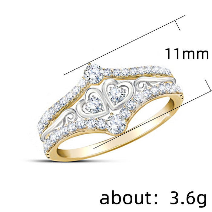 Simple classic diamond set ring couple's ring copper plated rose gold ring